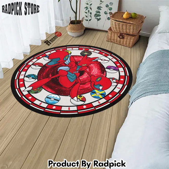 Scizor round rug custom pokemon anime circle carpet  rp0000239